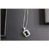 Image 2 : Silver Cubic Zirconia and Green Coloured Stone Pendant and Chain