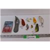 Image 1 : (9) 6 - Fishing Lures; Fish Skinner/Scaler; 2 Lead Heads; Pickeral Rig