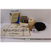 Image 1 : Lot of Misc.: Chamois; Large Canvas Bag; Hat; Porcelainware; Storage tin