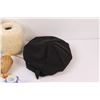 Image 7 : Lot of Misc.: Chamois; Large Canvas Bag; Hat; Porcelainware; Storage tin