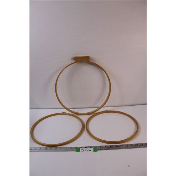 (3) Embroidery Wooden Hoops: 2-12" and 1 - 14"