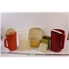 Image 1 : Tupperware (2) Pitchers, Pasta Keeper, Fridge Pickle Keeper, Tall Storage Container 10"