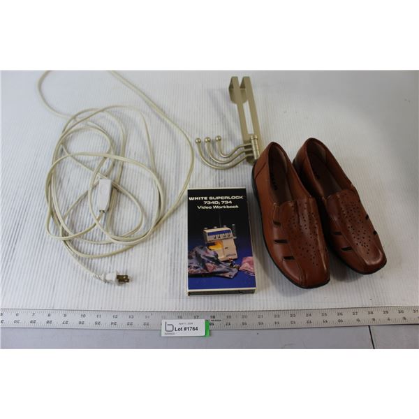 Size 8 Alia Shoes, White Superlock Video Workbook, Electrical Cord, Door Mounted Clothes Hanger