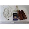 Image 1 : Size 8 Alia Shoes, White Superlock Video Workbook, Electrical Cord, Door Mounted Clothes Hanger