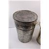 Image 8 : Flour Can w/Lid (Missing Handle), Vintage Garbage Can & Plastic Pail