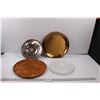 Image 1 : Serving Platters of Varying Material - Woven Wood, Glass, Tin & Brass