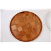 Image 3 : Serving Platters of Varying Material - Woven Wood, Glass, Tin & Brass
