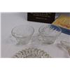 Image 3 : (4) Candy Dishes, Vintage Box of Regal Greeting Cards, (2) Glass Cups & Wall Plaque