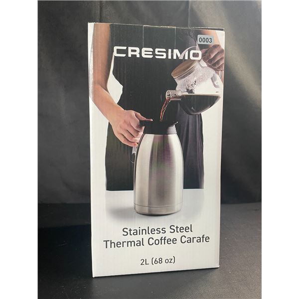 Lot of 1 Cresimo Stainless Steel Thermal Coffee Carafe - 2L (68oz) - Brand New!