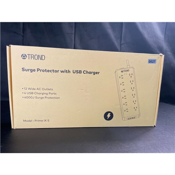 Lot of 1 Trond Prime Power Bar/Surge Protector with 12 Outlets & 4 USB Ports - Brand New!