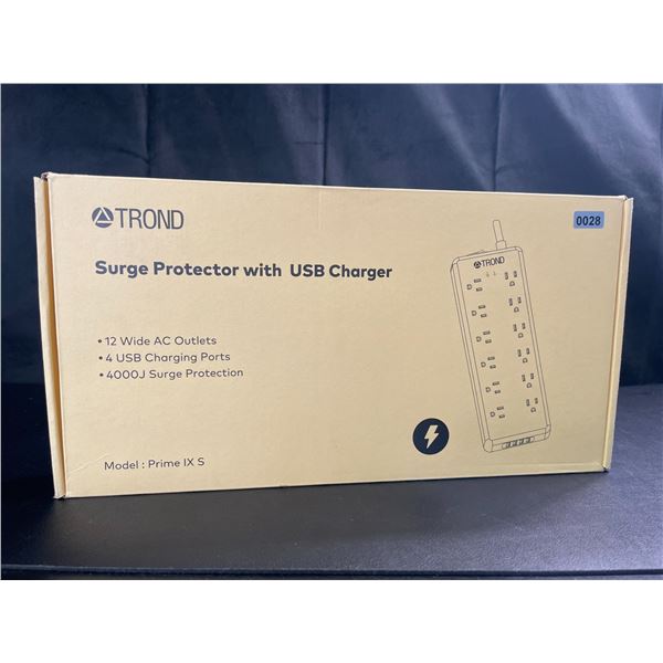 Lot of 1 Trond Prime Power Bar/Surge Protector with 12 Outlets & 4 USB Ports - Brand New!