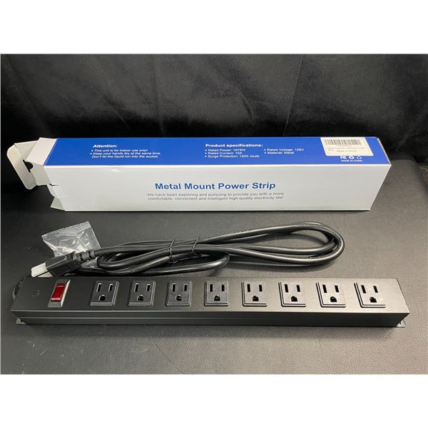 Lot of 1 Metal Mount 8-Outlet Power Strip Surge Protector w/ 6FT Cord - Brand New!