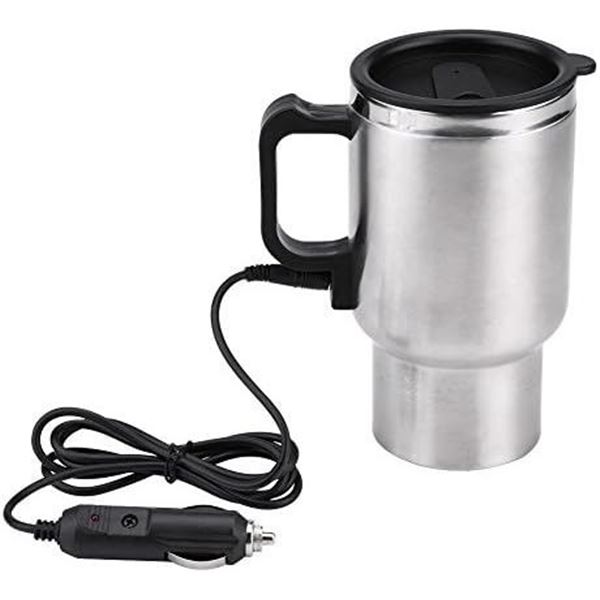 Lot of 2 Heated Stainless Steel Travel Mugs - Brand New!