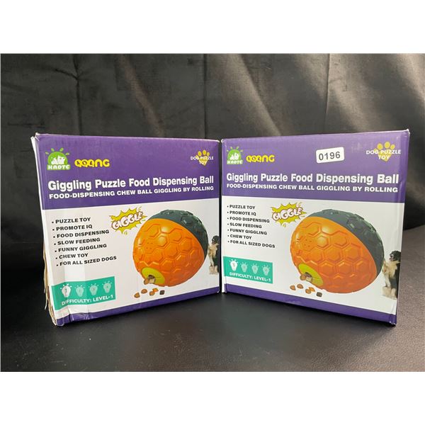 Lot of 2 Puzzle Food-Dispensing Chew Ball Giggling Dog Toys