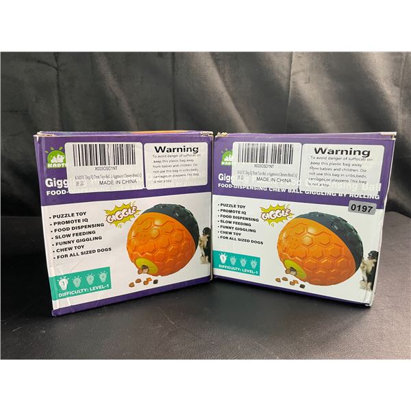 Lot of 2 Puzzle Food-Dispensing Chew Ball Giggling Dog Toys