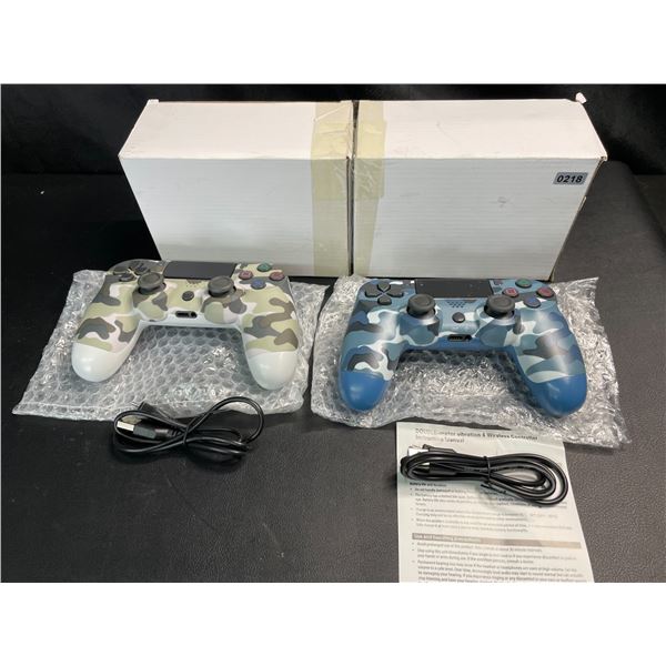 Lot of 2 Double-Shock Aftermarket Wireless Controllers for Playstation 4 - Camo Design