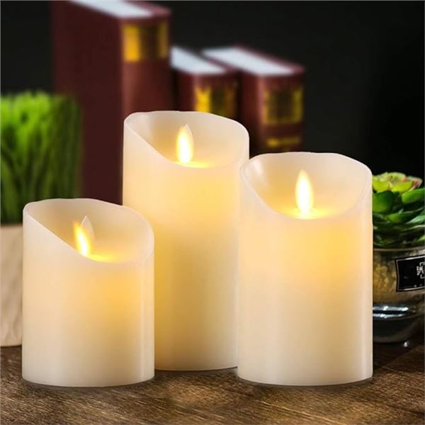 Lot of 1 Box of LED Flameless Mood Candles w/ Remote Control - 3 Sizes Included - Brand New!