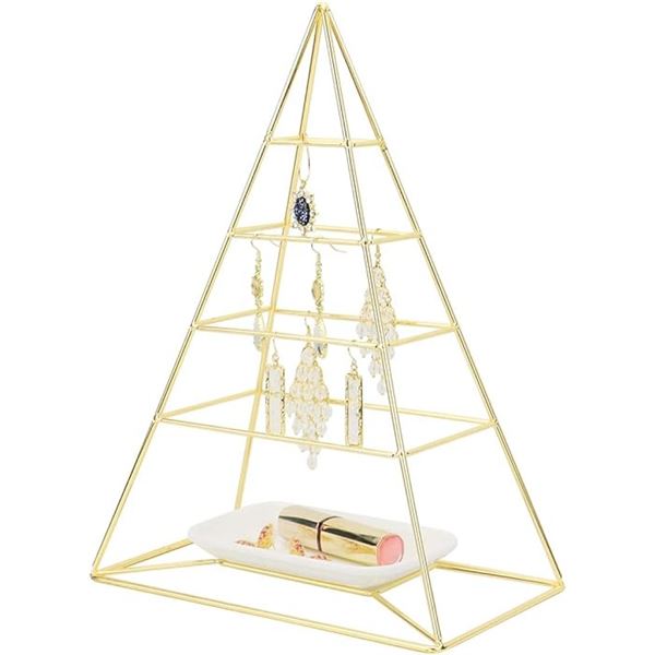 Lot of 2 Morigem Pyramid Jewelry Organizers with Tray - Brand New - 12 inch