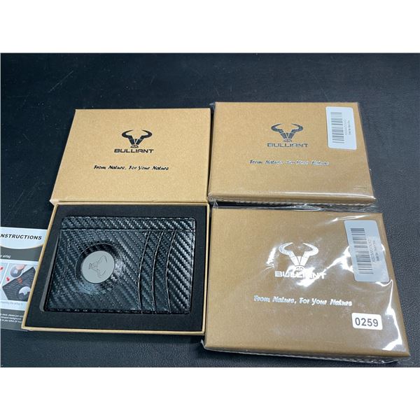 Lot of 3 Bulliant Mens Slim Airtag Pocket Wallets - Black - Brand New!