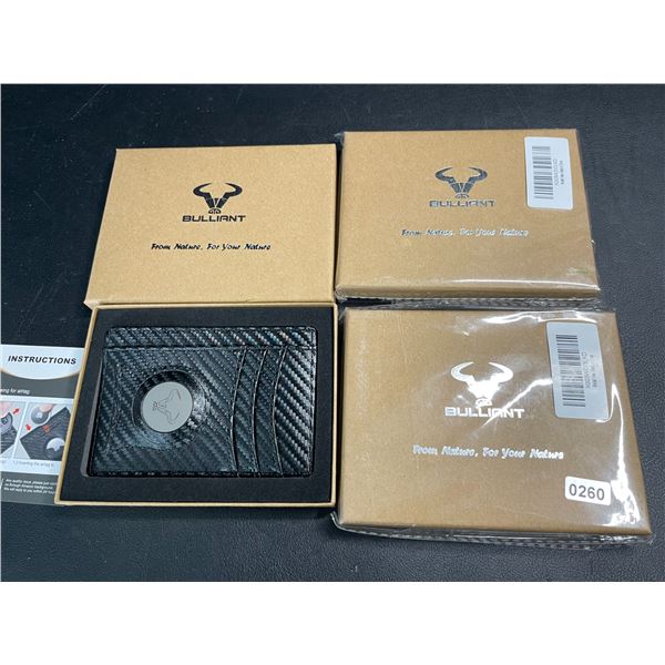 Lot of 3 Bulliant Mens Slim Airtag Pocket Wallets - Black - Brand New!