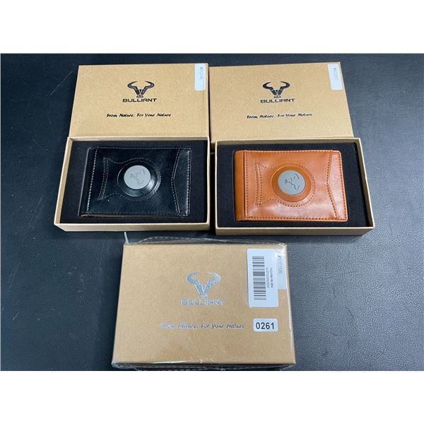 Lot of 3 Bulliant Mens Slim Airtag Pocket Wallets - Brown/Black - Brand New!