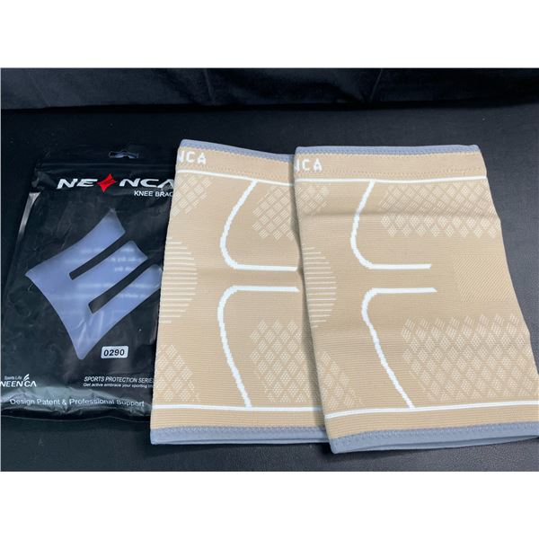 Lot of 1 Neenca 2-Pack Professional Knee Braces - Size Large - Nude/Skin Colour - Brand New!