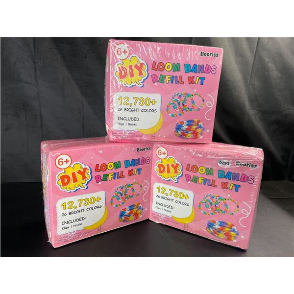 Lot of 3 Boxes of Rainbow Loom Bands for Crafts - 12,730+ PCS per box/26 Bright Colors!