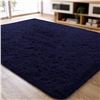Image 1 : Lot of 1 Large Size (6ft x 9ft) Soft Fluffy Area Rug/Fuzzy Carpet - Navy Colour - Anti-Slip Back