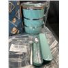 Image 3 : Lot of 1 Arderlive 71oz Stackable Blue Bento Box Lunch Container Set w/ Insulated Bag  - Brand New!