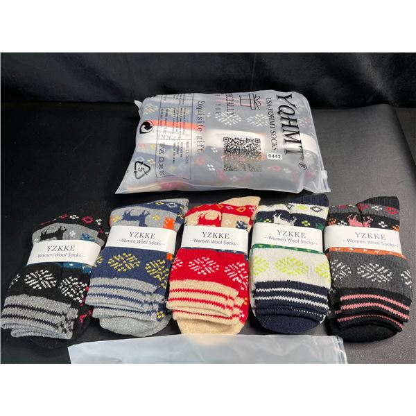 Lot of 2 Multi-Packs of Soft Warm Wool Crew Socks - 5Pairs Per Pack!/10 Total