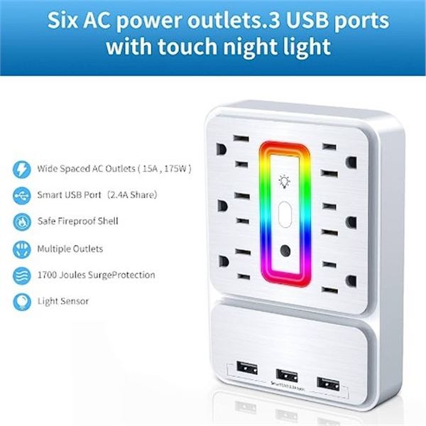 Lot of 1 Multi-Function Power Outlet w/ USB Ports - Brand New
