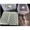 Image 2 : Lot of 2 Stackable Ice Cube Trays w/ Lids, Bin, & Scoop - Round Ball Silicone Ice Molds for Drinks!
