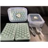 Image 1 : Lot of 2 Stackable Ice Cube Trays w/ Lids, Bin, & Scoop - Round Ball Silicone Ice Molds for Drinks!