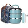 Image 1 : Lot of 1 Arderlive 71oz Stackable Blue Bento Box Lunch Container Set w/ Insulated Bag  - Brand New!