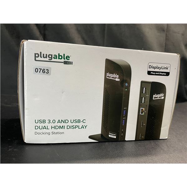Lot of 1 Plugable USB 3.0 and USB-C Dual HDMI Display Docking Station