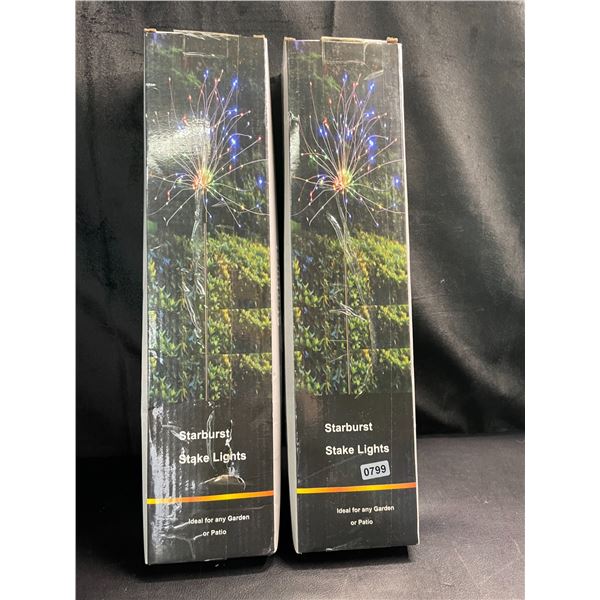 Lot of 2 Boxes of Outdoor Solar Starburst Lights - 2PCS Per Box - Multi-Colour - Brand New