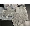 Image 2 : Lot of 3 Sets of Ultra-Soft Fluffy Winter Hat, Gloves, and Scarf Sets - Grey - Brand New
