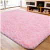 Image 1 : Lot of 1 Large Size (5.3ft x 7.3ft) Soft Fluffy Area Rug/Fuzzy Carpet - Pink Colour - Anti-Slip Back