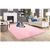 Image 2 : Lot of 1 Large Size (5.3ft x 7.3ft) Soft Fluffy Area Rug/Fuzzy Carpet - Pink Colour - Anti-Slip Back