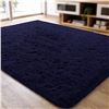 Image 1 : Lot of 1 Large Size (6ft x 9ft) Soft Fluffy Area Rug/Fuzzy Carpet - Navy Colour - Anti-Slip Back