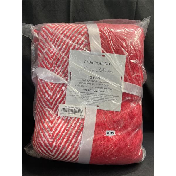 Lot of 1 2-Pack Casa Platino Cotton Throw Blankets - 50 x 60 inch - Brand New (2 Blankets Included!)