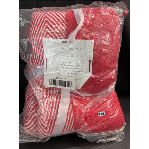 Lot of 1 2-Pack Casa Platino Cotton Throw Blankets - 50 x 60 inch - Brand New (2 Blankets Included!)