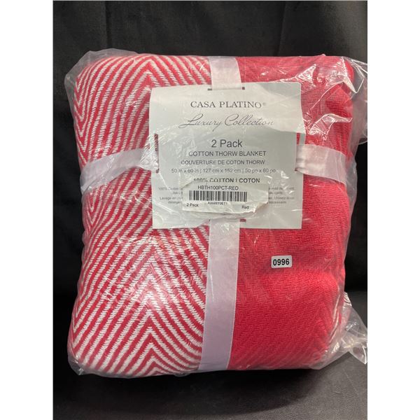 Lot of 1 2-Pack Casa Platino Cotton Throw Blankets - 50 x 60 inch - Brand New (2 Blankets Included!)