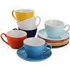 Image 1 : Lot of 1 Set of 6 Porcelain Cappuccino/Coffee Mug Cups with Saucers - Brand New - Assorted Colours