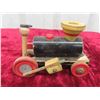 Image 12 : (6) Wooden Cars - Largest 2.25" x 2.25" x 6.25" + Wooden Train Engine 4" X 4.5" x 7.25"