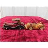 Image 7 : (6) Wooden Cars - Largest 2.25" x 2.25" x 6.25" + Wooden Train Engine 4" X 4.5" x 7.25"