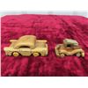 Image 9 : (6) Wooden Cars - Largest 2.25" x 2.25" x 6.25" + Wooden Train Engine 4" X 4.5" x 7.25"
