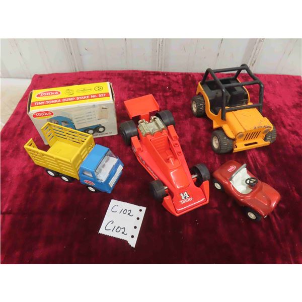 Tonka - 4 Vehicles, 1 Dump Stake Truck in Original Box