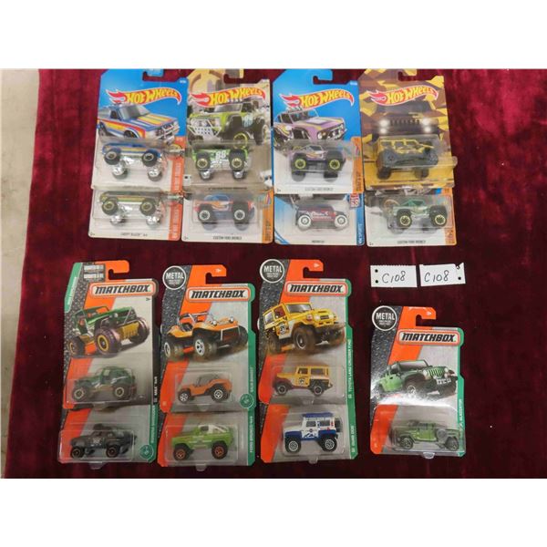 8 Hot Wheels & 7 Matchbox Die Cast 1:64 Scale in Original Package 