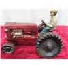 Image 4 : Cast Tractor 3.75" x 5"x 7" + Metal Tractor - missing front wheels 4"x 4" x 6.25" 